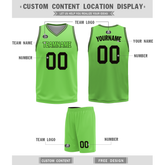 Custom Black Green Classic Style Reversible Basketball Uniform Personalized COOLMAX BBJR-D017049